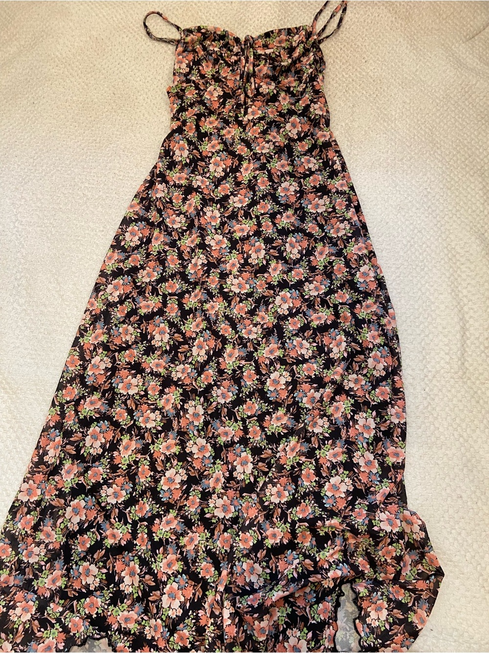 Forever 21 Black Maxi Skirt with Pink Floral Print